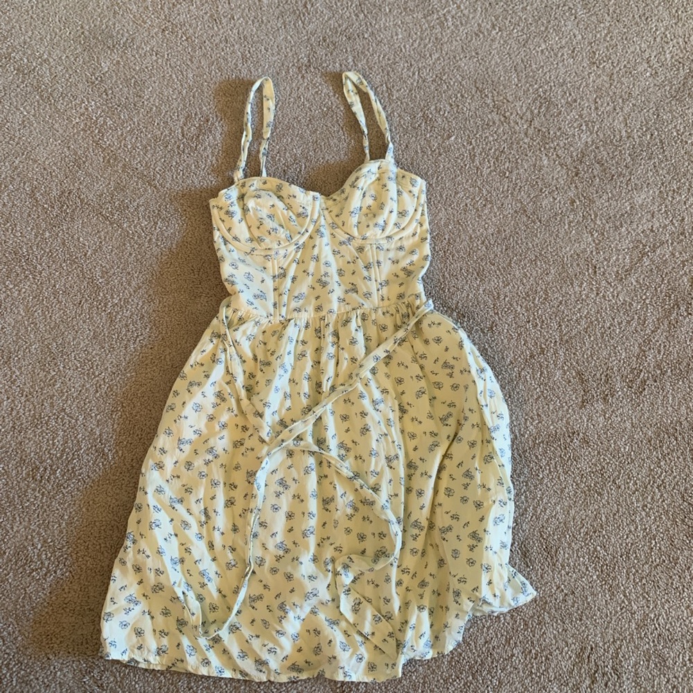 yellow floral bustier dress abercrombie & fitch - Picture 3 of 4